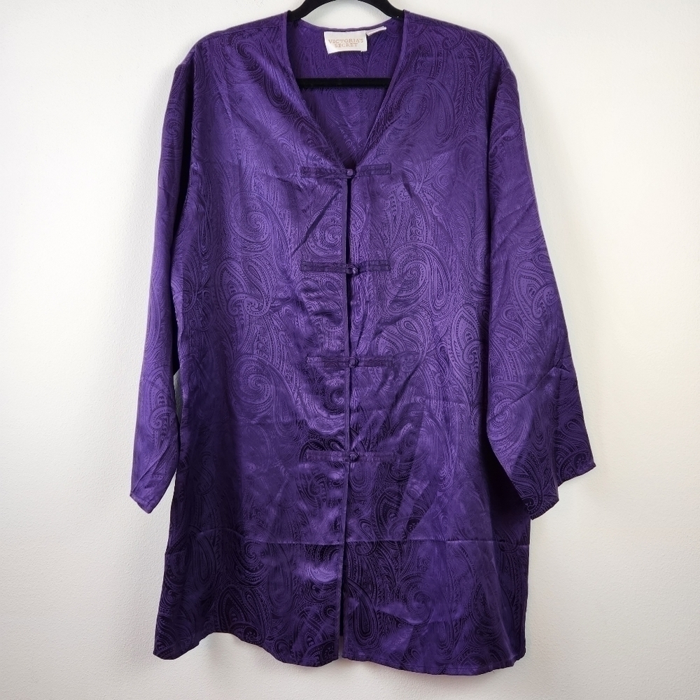 Victoria's Secret Gold Label Silk Shirt Dress Purple M